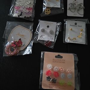 Assorted Earrings Set with Butterfly and Flower Designs